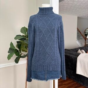 90s vintage Paul Harris Design blue turtleneck knit sweater 🏹